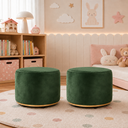 Ver imagem 1 de Kit 2 Puff Infantil Premium - Banquinho Redondo Estofado para Quarto, Sala Pés Anti-Umidade Verde