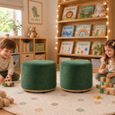 Ver imagem 2 de Kit 2 Puff Infantil Premium - Banquinho Redondo Estofado para Quarto, Sala Pés Anti-Umidade Verde