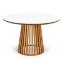 Ver imagem 2 de Conjunto Mesa de Jantar Redonda Luana Amadeirada Branca 120cm com 4 Cadeiras Eames Eiffel - Preto