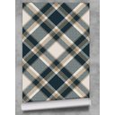 Ver imagem 3 de Papel de Parede Xadrez Azul Turquesa Escuro com Detalhe Bege-60x300cm