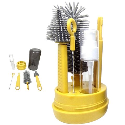 Kit Escova de Limpeza 4 em 1 Mamadeira Garrafa Copo Bebe Criança Limpeza Higiene Passeio Bolsa Mala 