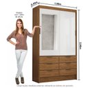 Ver imagem 3 de Guarda-Roupa 02 Portas de Correr com Espelho 06 Gavetas Sevilha Branco/Cinamomo