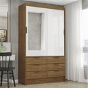 Ver imagem 1 de Guarda-Roupa 02 Portas de Correr com Espelho 06 Gavetas Sevilha Branco/Cinamomo