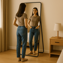 Ver imagem 1 de Espelho Grande Corpo Inteiro Retangular com Moldura em Alumínio Preta Decorativo 170x70