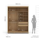 Ver imagem 3 de Guarda Roupa Solteiro com Espelho 4 Portas 100% MDF Off White e Carvalho Barcelona Bege