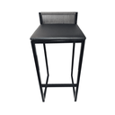 Ver imagem 2 de Kit 6 Banquetas Alta Encosto Junco Café Assento Preto