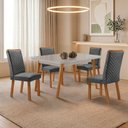 Ver imagem 2 de Mesa de Jantar Copper 120cm Madeira Tampo Vidro Canto Copo com 4 Cadeiras Lira