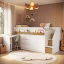 Ver imagem 5 de Cama Infanto Juvenil Estação de Trabalho com Balcão Cor Branco com Carvalho Xingu