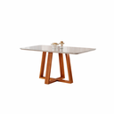 Ver imagem 4 de Conjunto Sala de Jantar 4 Lugares Olimpia Mesa e Cadeiras Madeira Maciça Tecido Linho Areia