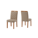 Ver imagem 3 de Conjunto Sala de Jantar 4 Lugares Olimpia Mesa e Cadeiras Madeira Maciça Tecido Linho Areia