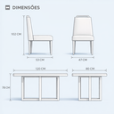 Ver imagem 5 de Conjunto Sala de Jantar 4 Lugares Olimpia Mesa e Cadeiras Madeira Maciça Tecido Linho Areia