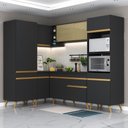 Ver imagem 3 de Armário de Cozinha Completa de Canto Veneza Multimóveis V2049 Preto/Dourado