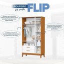 Ver mais imagens de Quarto Completo com Roupeiro 3 Portas Flip Branco/Fosco/Savana