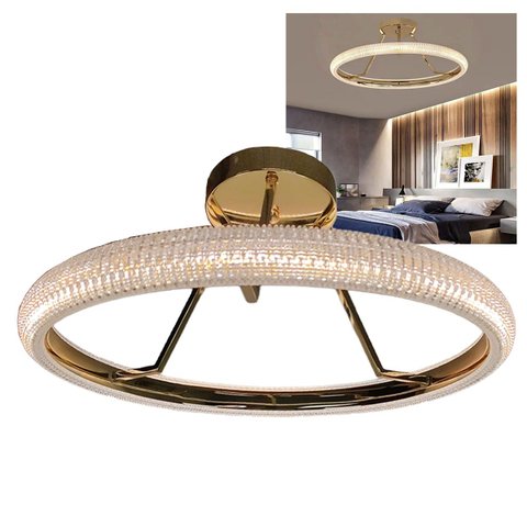 Luminaria 3 em 1 Anel Arco Lustre Cristal Led Infinito Perfil Sala de Jantar Casa Quarto Recepçao Am