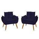 Ver imagem 1 de Kit 02 Poltronas Decorativas Opala Pés Palito - Sala Cor:Azul-marinho
