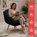 Ver imagem 3 de Poltrona Amamentação Lívia Veludo Cinza Pés Palito Castanho