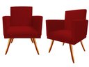 Ver imagem 1 de Kit 2 Poltronas Decorativa Bia Suede Vermelho Pés Madeira Ms Decor