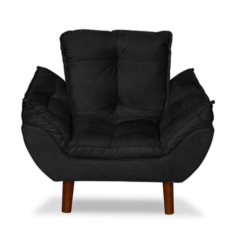 Mini Poltrona Cadeira Opala Infantil de Criança Suede Preto.