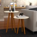 Ver imagem 2 de Conjunto com 2 Mesas 4202 Off White e Pés em Madeira - Ofertamo