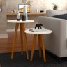 Conjunto com 2 Mesas 4202 Off White e Pés em Madeira - Ofertamo - 2