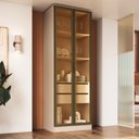 Ver imagem 1 de Cristaleira Armário 2 Portas Reflectas com LED 100% MDF Celeste Bege/Duna