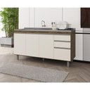 Ver imagem 1 de Balcão Gabinete de Pia Premium 160cm Chocoleta-off Wite S- Tampo - Nathan