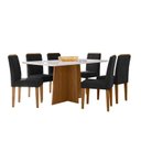 Ver imagem 1 de Conjunto Sala de Jantar Mesa Anitta 1,60x0,90m com 6 Cadeiras Ana Ype/off White/veludo Preto