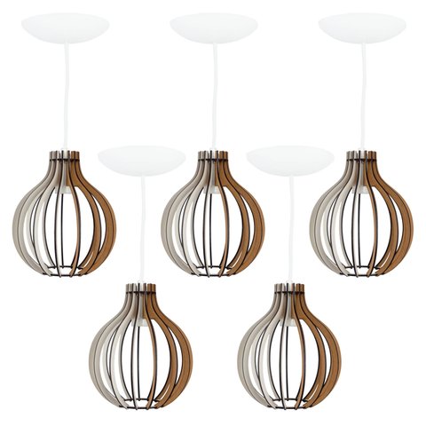 Pendente Luminária Bali E27 Bancada Moderno 5 Unidades:branco
