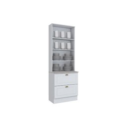 Cristaleira de Cozinha Americana c/ 2 Portas (2 c/Vidro) c/ 2 Gavetas Branco - Henn - 4