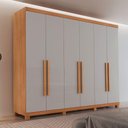 Ver imagem 1 de Guarda Roupa Casal Maya Mdf 6 Portas 6 Gavetas Pés Moderna Naturalle/off White com Pés