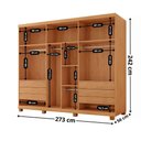 Ver imagem 3 de Guarda Roupa Casal Maya Mdf 6 Portas 6 Gavetas Pés Moderna Naturalle/off White com Pés
