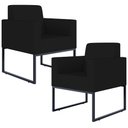 Ver imagem 1 de Kit 2 Poltronas Decorativas para Sala Recepção Base Fixa de Metal Helô L02 Suede Preto - Lyam
