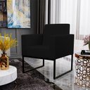 Ver imagem 4 de Kit 2 Poltronas Decorativas para Sala Recepção Base Fixa de Metal Helô L02 Suede Preto - Lyam
