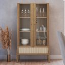 Ver imagem 2 de Cristaleira para Sala de Jantar 2 Portas Pés Madeira Moss A03 Hanover Roble - Lyam Decor