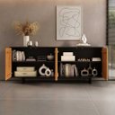 Ver imagem 4 de Balcão Aparador Buffet Grande 180 cm 4 Portas Madeira Freijó Preto Arto Idimex
