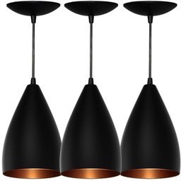3 Lustres Pendentes Vegas Preto/cobre R.r.j.v Negocios - 3