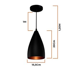 3 Lustres Pendentes Vegas Preto/cobre R.r.j.v Negocios - 4