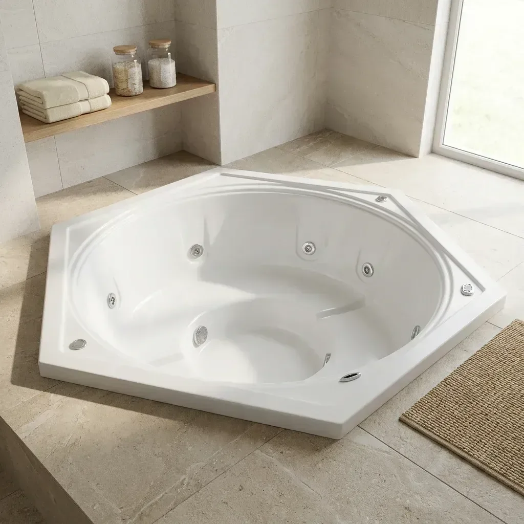 Ver mais imagens de Spa com Hidromassagem Sextavado Flora Top Line Ouro Fino com Aquecedor e Cromoterapia LED 5 Lugares Gel Coat Branco 220V