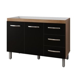 Balcão para Pia Bianca 120 Cm Savana Preto Moblis