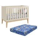 Ver imagem 1 de Berço Mini Cama Classic Areia Fosco Pés Madeira Natural com Colchão D18 - Reller Móveis