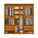 Ver imagem 3 de Guarda-roupa Casal Monet Ripado 2 Portas de Correr 4 Gavetas 1 Porta C/ Espelho - 7 Decor Cumaru e