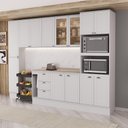 Ver imagem 1 de Cozinha Completa com Balcão Milla Modern Quad 13 Portas 3 Gavetas MDF Branco Móveis Carraro
