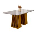Ver imagem 1 de Mesa de Madeira Orquestra 160 Cm com Vidro Naturalle/off White - Móveis Bechara