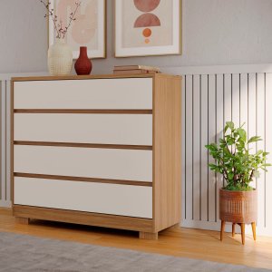 Cômoda com 4 Gavetas 100% Mdf Camarú com Pérola Miray - Robel Móveis