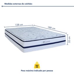 Colchão Casal Molas Ensacadas Mônaco 32x138x188cm  - 3