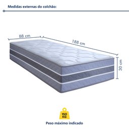Colchão Solteiro Molas Ensacadas Samambaia 30x88x188cm  - 3