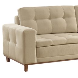 Sofá 4 Lugares 230cm Molas Ensacadas com Base Madeira Maciça D-33 Linho Braúna - 8