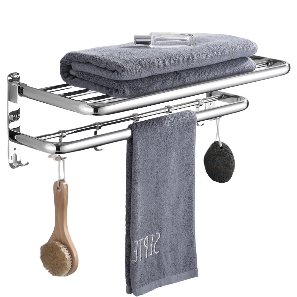 Suporte Toalheiro Aço Inox Porta Toalha Banho Ajustável Com 5 Ganchos ...