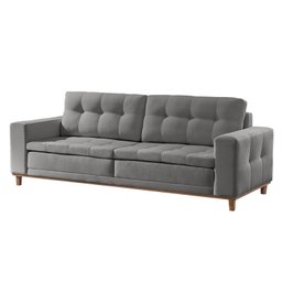 Sofá 4 Lugares 230cm Molas Ensacadas com Base Madeira Maciça D-33 Linho Braúna - 2