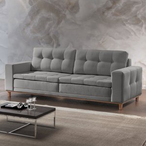 Sofá 4 Lugares 230cm Molas Ensacadas D-33 Linho Braúna 